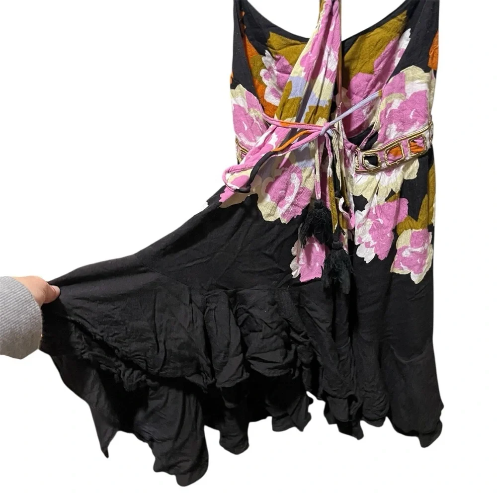 Free People Sweet Lucy Slip Dress Black Pink XS - Picture 7 of 16